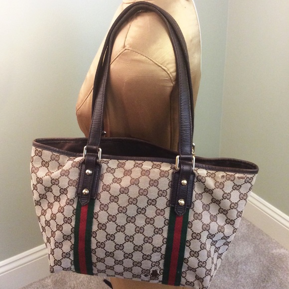 Gucci Signature Brown Canvas Tote w/ FOB Charms - Picture 3 of 6